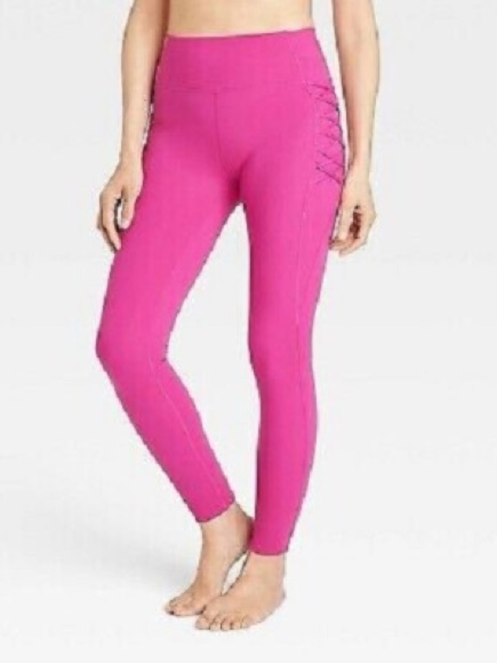 VOGO Athletica Hot Pink High-Waist Lace-Up Leggings